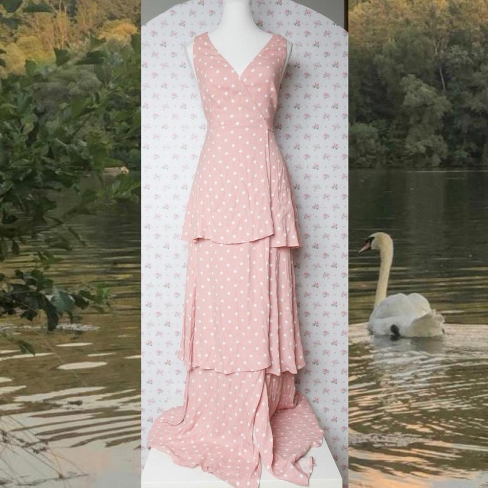 Elegant Pink Polka Dot Dress